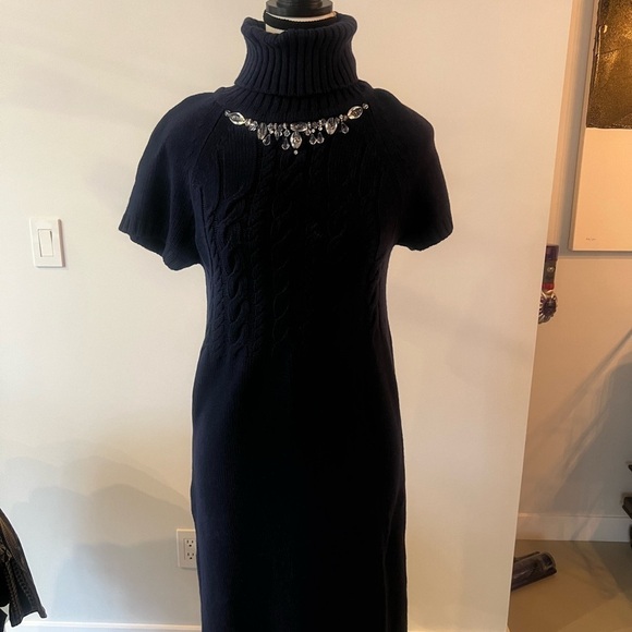 Bluegirl Navy Sweater Dress with beaded neckline - Picture 3 of 17